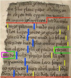Image of the first 13 lines folio 178v (Kevin Kiernan).  Click to see a 1508x1657 pixel version (260k in size)